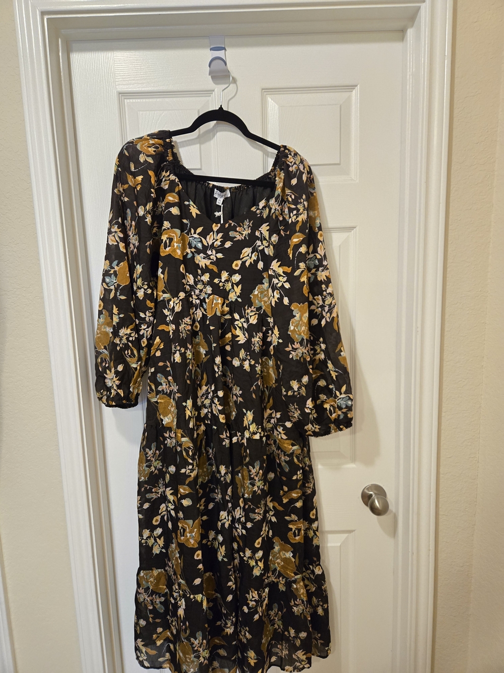 Polagram Brown Maxi Dress with Mustard Floral Print - Picture 7 of 16